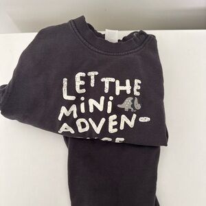 Black Graphic Sweatshirt and Pants Set